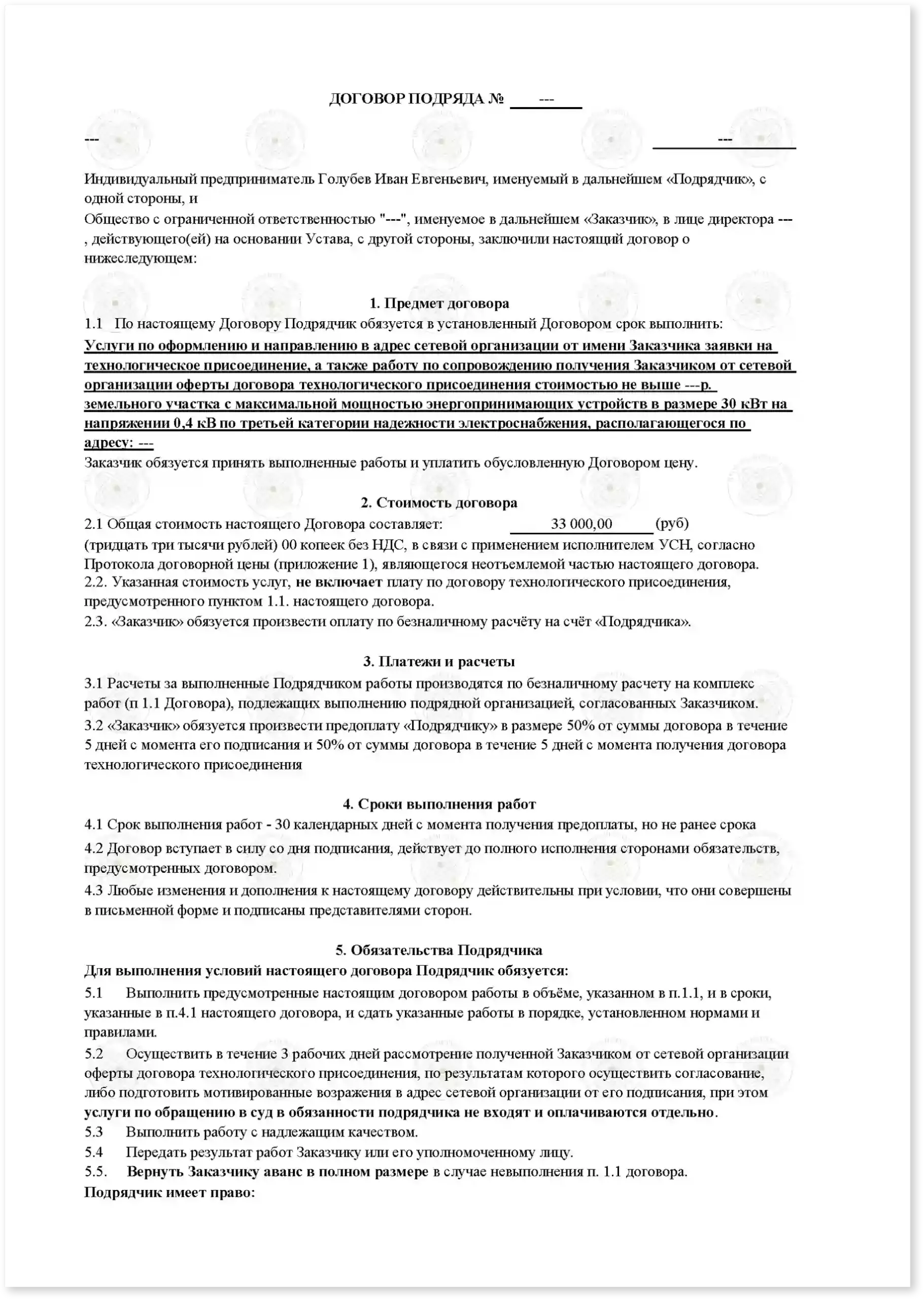 Договор на подключение гаража_Стр_1